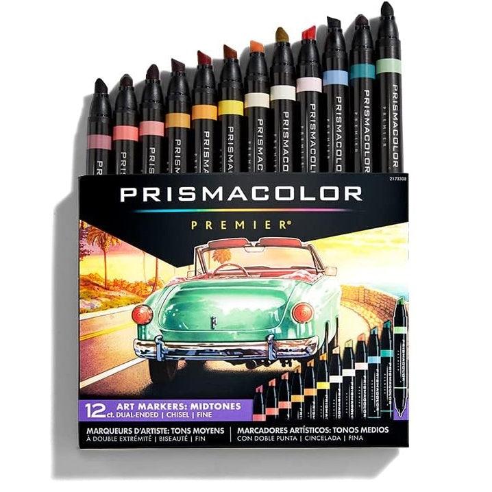 Prismacolor Premier Double Sided Mid Tones Art Markers Brush Chisel Tip Dual End 12 Pack PM2173308 - SuperOffice