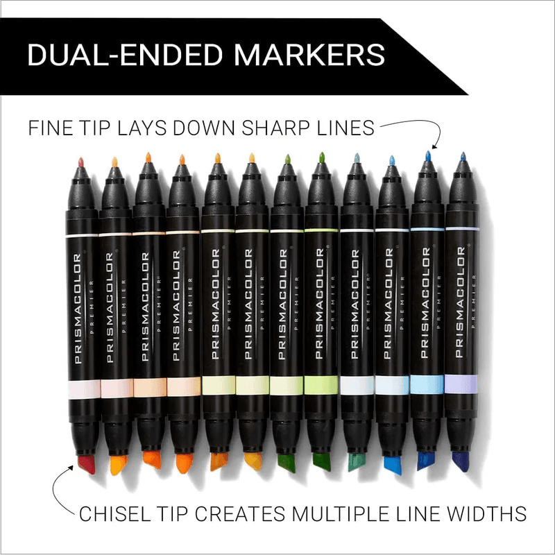 Prismacolor Premier Double Sided Pastel Art Markers Brush Chisel Tip Dual End 12 Pack PM2173306 - SuperOffice