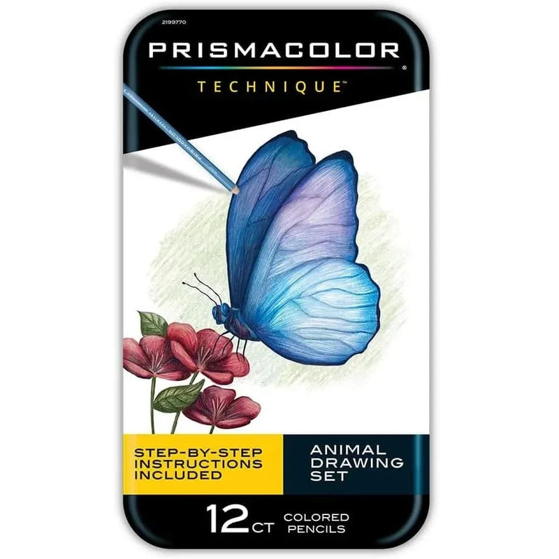 Prismacolor Premier Techniques Animal Drawing Coloured Pencils 12 Set Tin PC2199770 - SuperOffice
