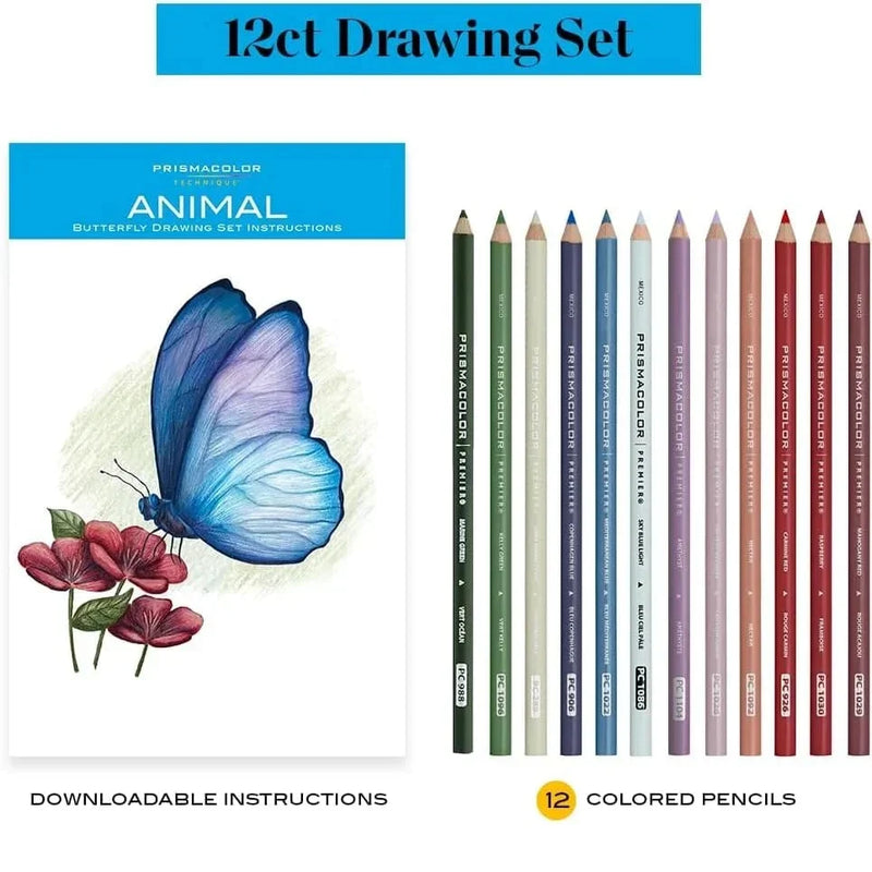 Prismacolor Premier Techniques Animal Drawing Coloured Pencils 12 Set Tin PC2199770 - SuperOffice