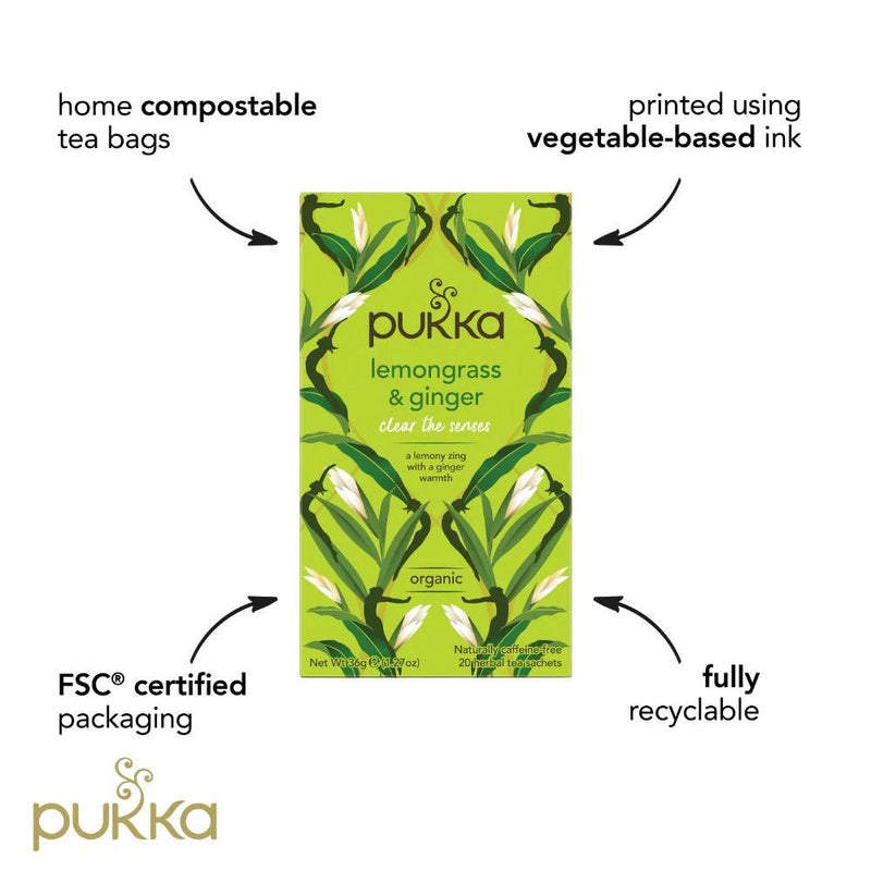 Pukka Tea Lemongrass & Ginger 20 Teabags 4 Pack 05065000523800 - SuperOffice