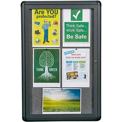 Quartet Enclosed Corkboard Fabric 1 Door Aluminium Frame 900 X 600Mm QT2363L - SuperOffice