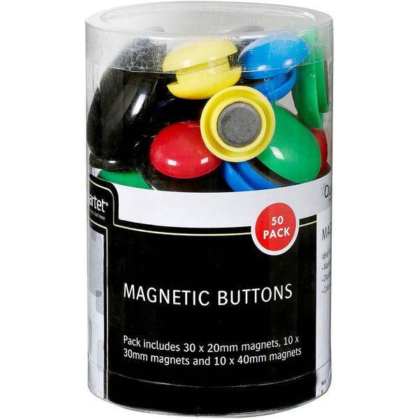 Quartet Magnetic Buttons Whiteboard Assorted Colours Sizes Pack 50 QTMB50ASSTD - SuperOffice