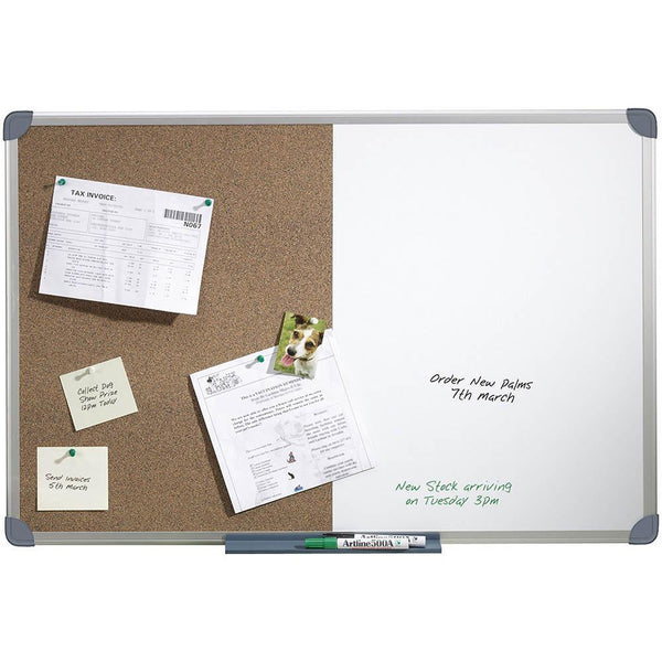 Quartet Penrite Aluminium Frame Combo Cork/Melamine 1200 X 900Mm QTCC1209R - SuperOffice