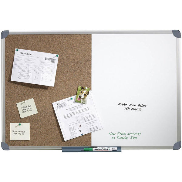 Quartet Penrite Aluminium Frame Combo Cork/Melamine 900 X 600Mm QTCC0906R - SuperOffice