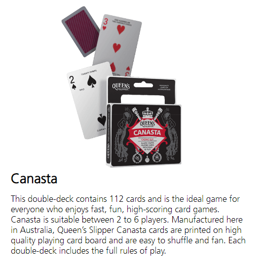 Queen's Slipper Canasta Game Playing Cards Double Deck 144400 - SuperOffice