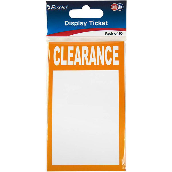 Quikstik Display Tickets Clearance Pack 10 49992 - SuperOffice