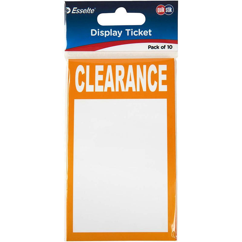 Quikstik Display Tickets Clearance Pack 10 49992 - SuperOffice