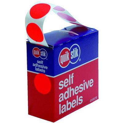 Quikstik Label Dispenser Circle 24Mm Fluoro Red Pack 350 80108CPFR - SuperOffice