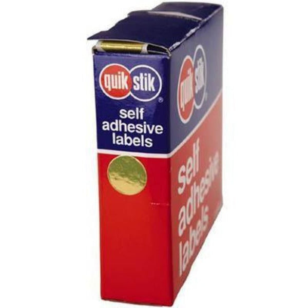 Quikstik Label Dispenser Circles 14mm Gold Pack 650 Stickers 80103CRGLD - SuperOffice