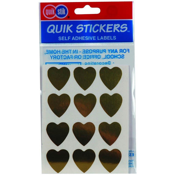 Quikstik Labels Heart 22Mm Gold Pack 48 80375PGLD - SuperOffice