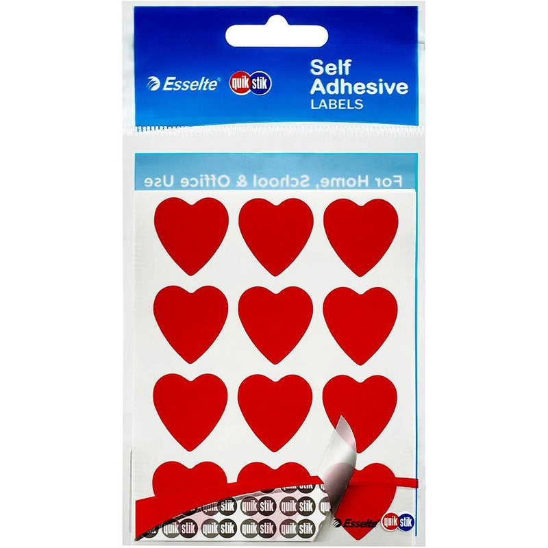 Quikstik Labels Heart 22mm Red Pack 48 80375PRED - SuperOffice