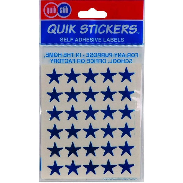 Quikstik Labels Star 15Mm Blue Pack 135 80376PBLU - SuperOffice