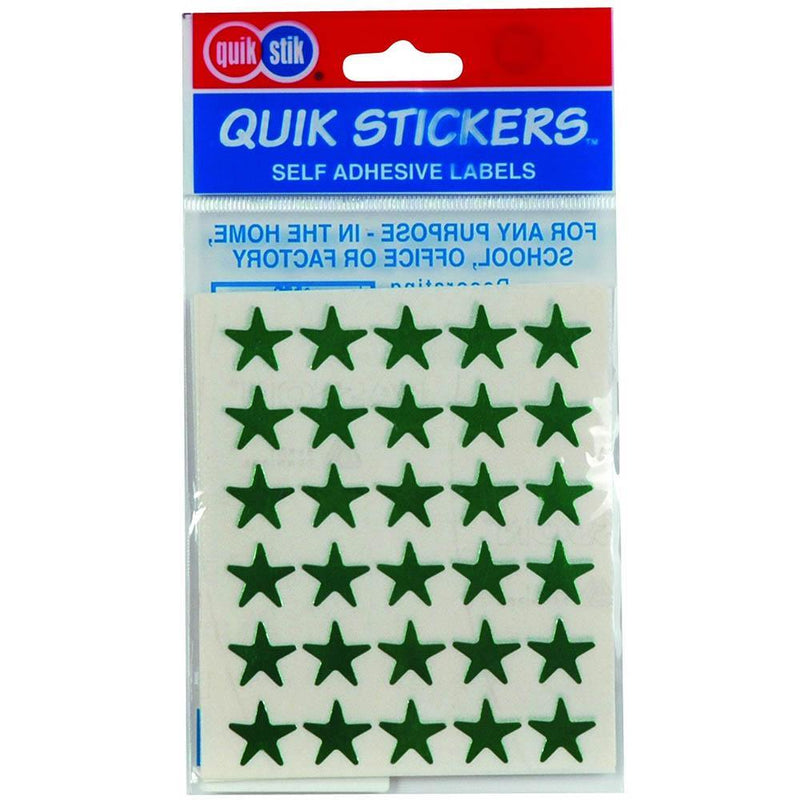 Quikstik Labels Star 15Mm Green Pack 135 80376PGRN - SuperOffice