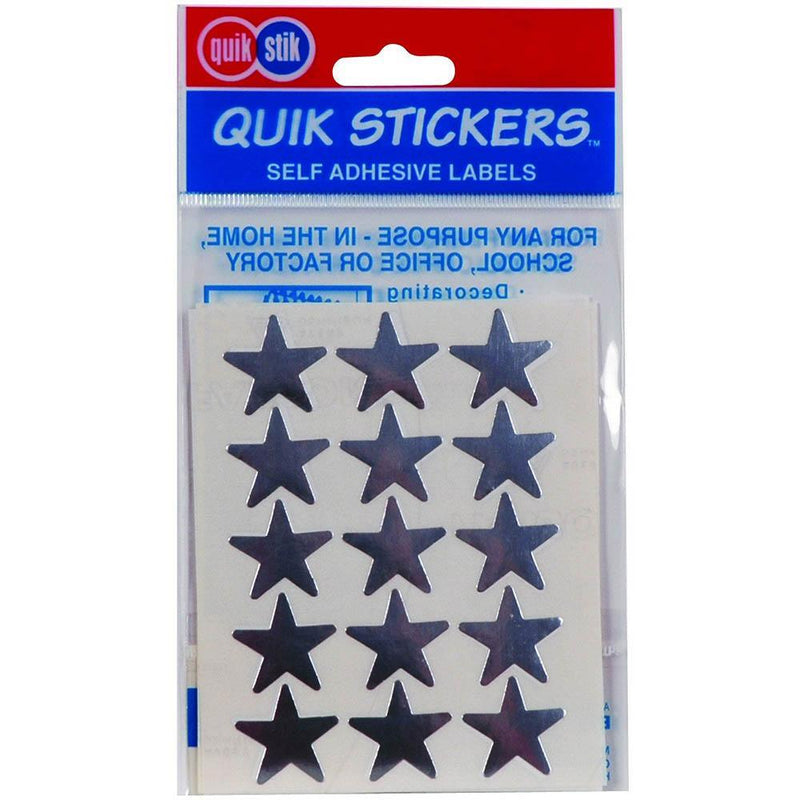 Quikstik Labels Star 20Mm Silver Pack 60 80426PSIL - SuperOffice