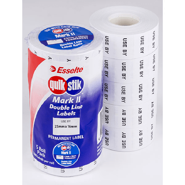 Quikstik Mark II 2 Gun Label Permanent USE BY 1000 Labels/Roll White Pack 5 48309 - SuperOffice