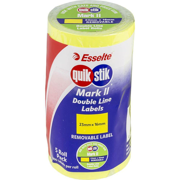 Quikstik Mark Ii Pricing Gun Label Removable 1000 Labels/Roll Fluoro Yellow Pack 5 48269 - SuperOffice