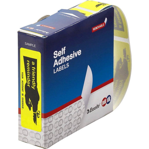 Quikstik Message Label Dispenser Friendly Reminder 19 X 63Mm Yellow Pack 125 80213P - SuperOffice