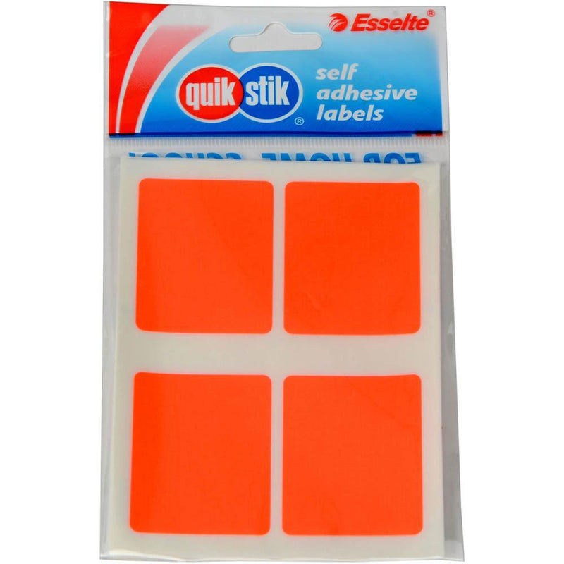 Quikstik Self Adhesive Labels Rectangle 35 X 45Mm Fluoro Orange Pack 28 80425RPFF - SuperOffice