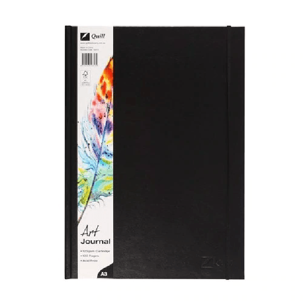 Quill Art Journal Hard Cover 125Gsm 120 Pages A3 Black 100851320 - SuperOffice