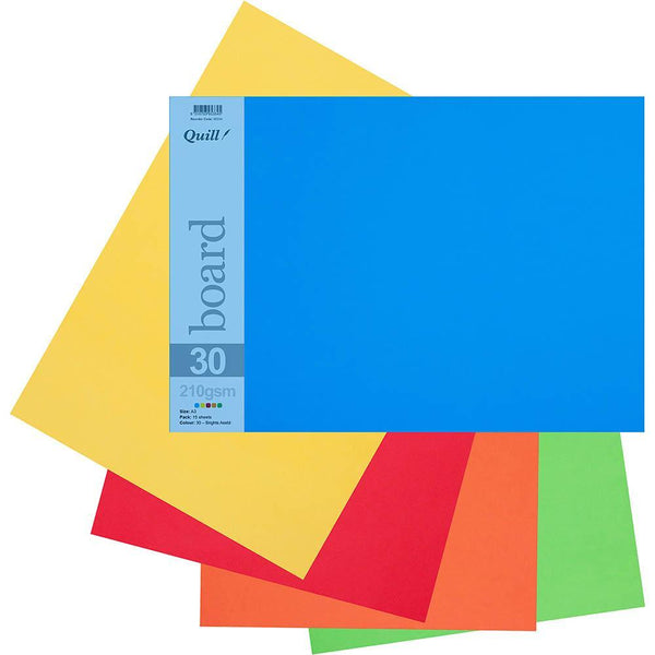 Quill Board 210Gsm A3 Bright Assorted Pack 15 100850597 - SuperOffice