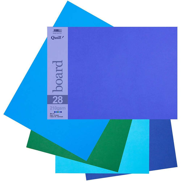 Quill Board 210Gsm A3 Cold Assorted Pack 15 100850600 - SuperOffice