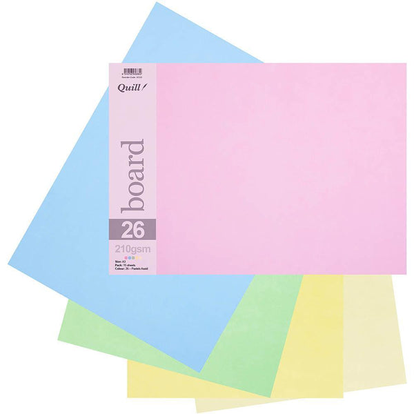 Quill Board 210Gsm A3 Pastel Assorted Pack 15 100850598 - SuperOffice