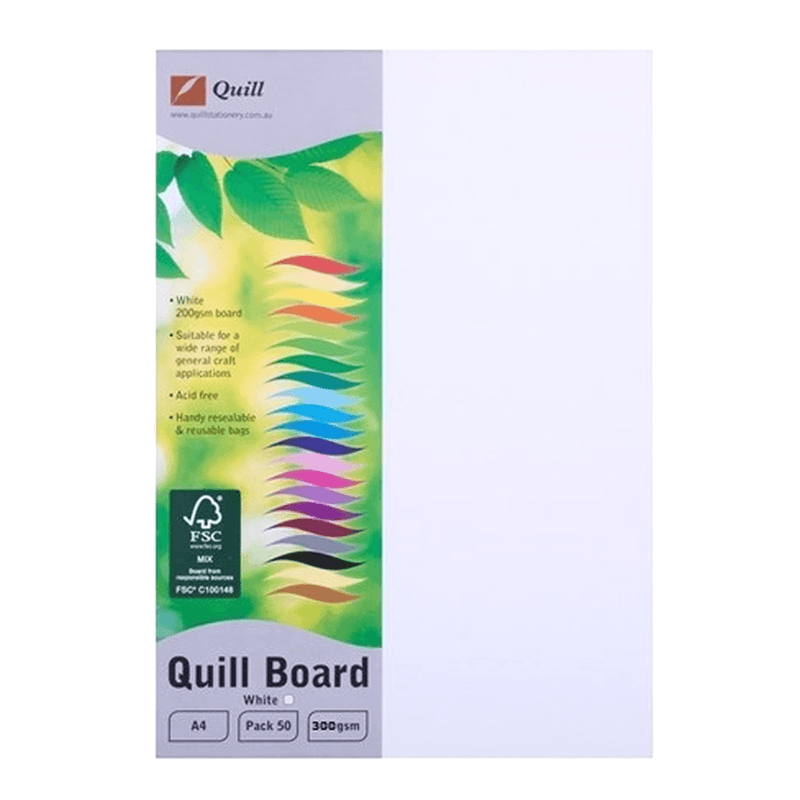 Quill Board 300gsm A4 White Pack 50 90331 - SuperOffice