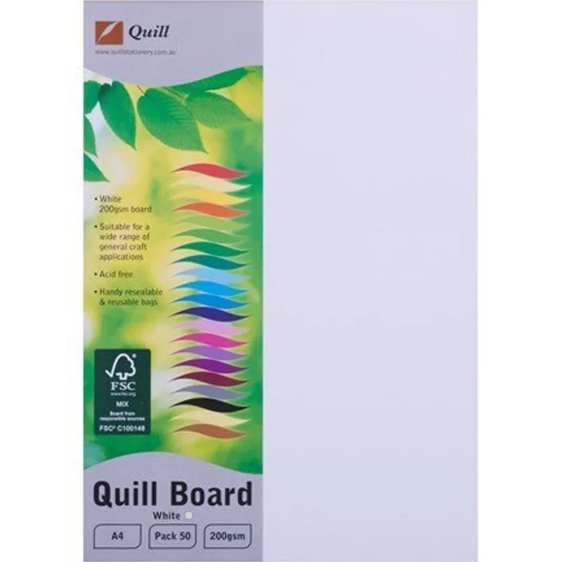 Quill Board Paper 200GSM A4 White Pack 50 100850184 - SuperOffice