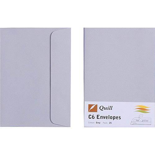 Quill C6 Coloured Envelopes Grey Pack 25 100850254 - SuperOffice