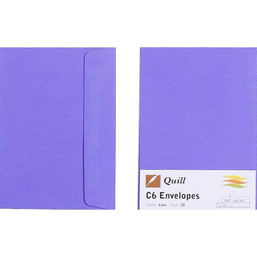 Quill C6 Coloured Envelopes Lilac Pack 25 100850255 - SuperOffice