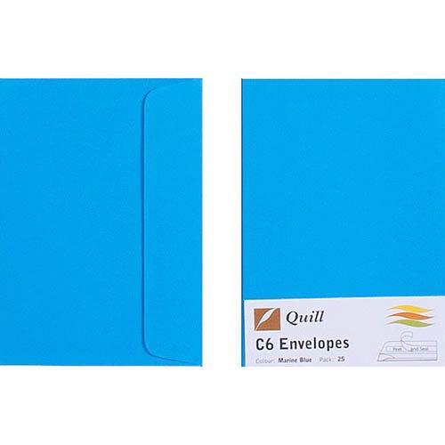 Quill C6 Coloured Envelopes Marine Blue Pack 25 100850247 - SuperOffice