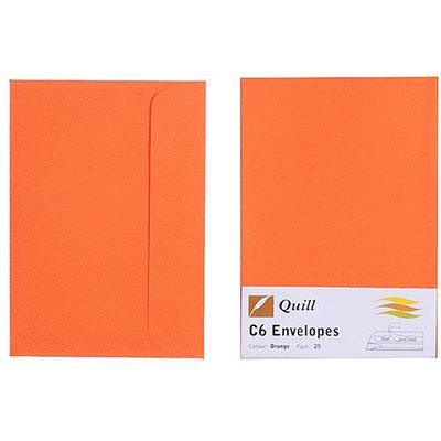 Quill C6 Coloured Envelopes Orange Pack 25 100850252 - SuperOffice