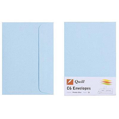 Quill C6 Coloured Envelopes Powder Blue Pack 25 100850248 - SuperOffice