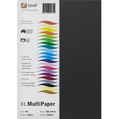 Quill Coloured A4 Copy Paper 80Gsm Black Pack 100 Sheets 100850108 - SuperOffice