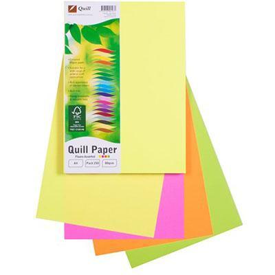 Quill Coloured A4 Copy Paper 80Gsm Flouro Assorted Pack 250 Sheets 100850147 - SuperOffice