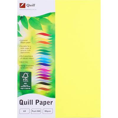 Quill Coloured A4 Copy Paper 80Gsm Fluoro Yellow Pack 500 Sheets 100850140 - SuperOffice