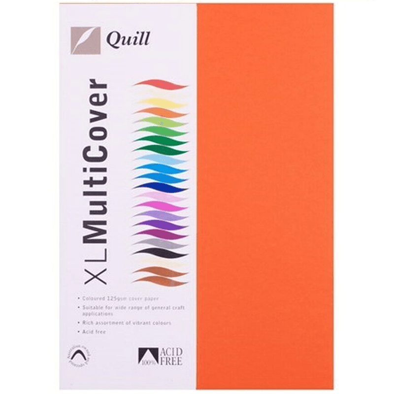 Quill Cover Paper 125GSM A4 Orange Pack 250 100850118 - SuperOffice