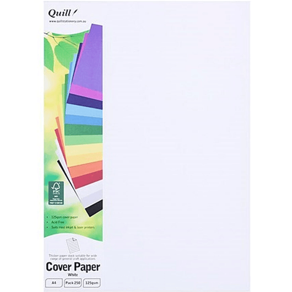 Quill Cover Paper 125Gsm A4 White Pack 250 Sheets 100850113 - SuperOffice