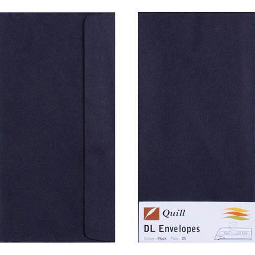 Quill Dl Coloured Envelopes Black Pack 25 100850274 - SuperOffice