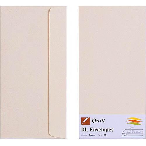 Quill Dl Coloured Envelopes Cream Pack 25 100850273 - SuperOffice