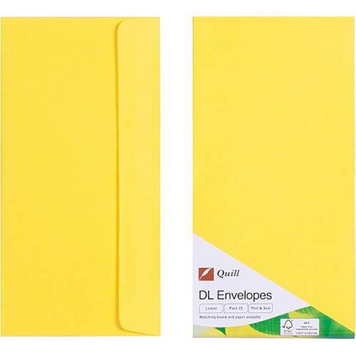 Quill Dl Coloured Envelopes Lemon Pack 25 100850272 - SuperOffice