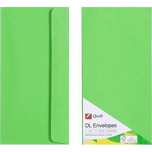 Quill Dl Coloured Envelopes Lime Pack 25 100850265 - SuperOffice