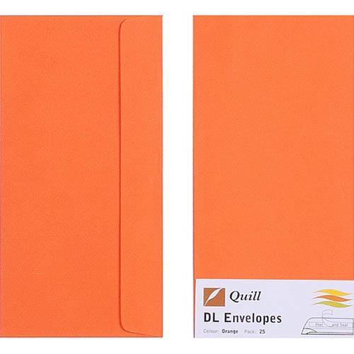 Quill Dl Coloured Envelopes Orange Pack 25 100850267 - SuperOffice