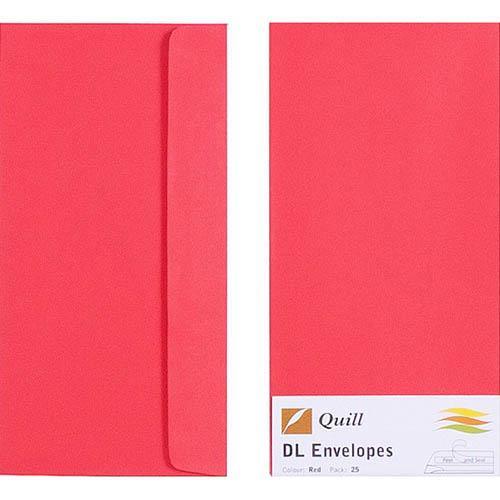 Quill Dl Coloured Envelopes Red Pack 25 100850266 - SuperOffice