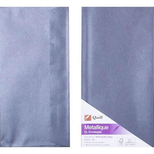 Quill Dl Metallique Envelopes Anthracite Pack 10 100850028 - SuperOffice