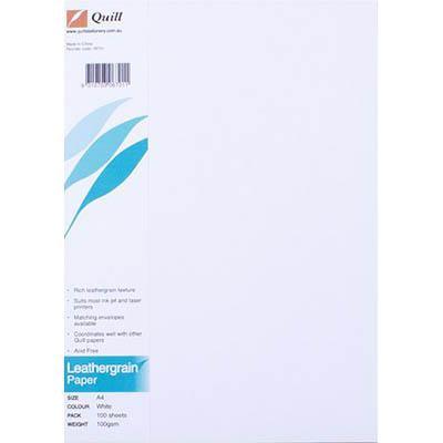 Quill Leathergrain Paper 100Gsm A4 White Pack 100 100850073 - SuperOffice