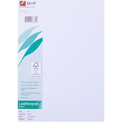 Quill Leathergrain Paper 200Gsm A4 White Pack 25 100850076 - SuperOffice