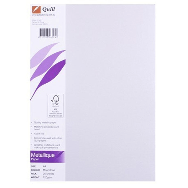 Quill Metallique Paper 120Gsm A4 Moonstone Pack 25 100850006 - SuperOffice