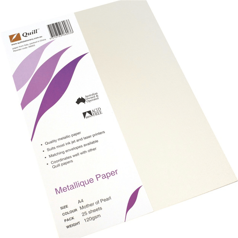 Quill Metallique Paper 120Gsm A4 Mother Of Pearl Pack 25 100850002 - SuperOffice